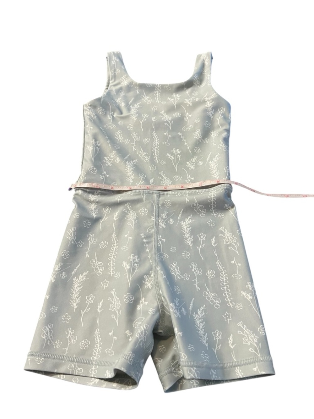 Tullabee Girls Sage Green Floral Tank Bike Romper Size 5-6T - Picture 4 of 9